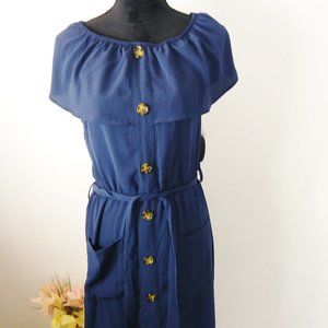 NEW Full Circle Trends navy blue dress size M Dropshoulder